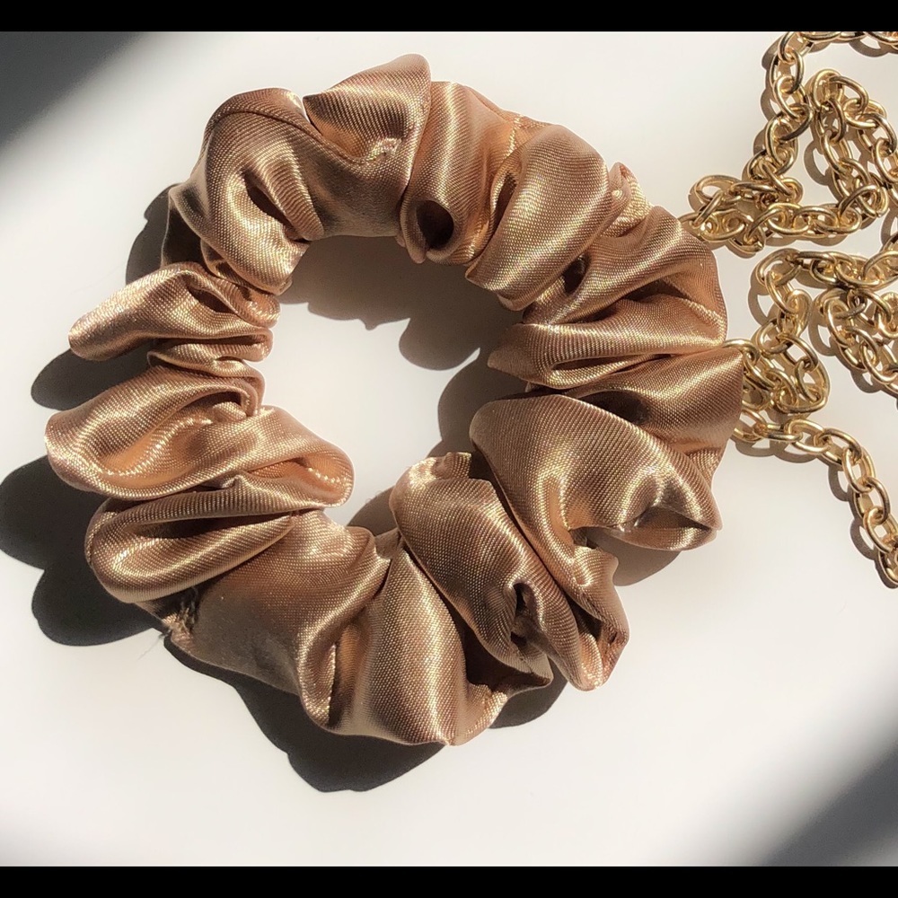 Satin Silk Scrunchie - Golden Beige